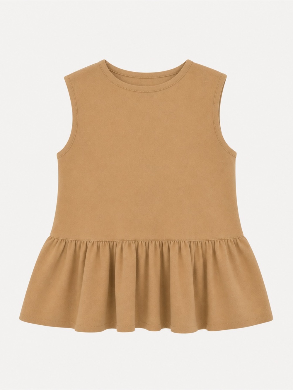 Kate Quinn NWT Babydoll Sleeveless Peplum Button Back Tank Camel Tan, size 5